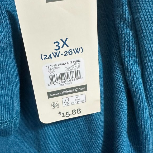Terra & Sky Women's Size 3X  Slub Sharkbite Tunic Length Cowlneck Knit Top NWT - Picture 6 of 9